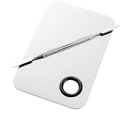 Professional Stainless Steel Makeup Palette Cosmetic Palette with Spatula Tool For Nail Art Eye Shadow Eyelash Makeup Professional Pigment Blending（6 x 4 Inch Sliver）