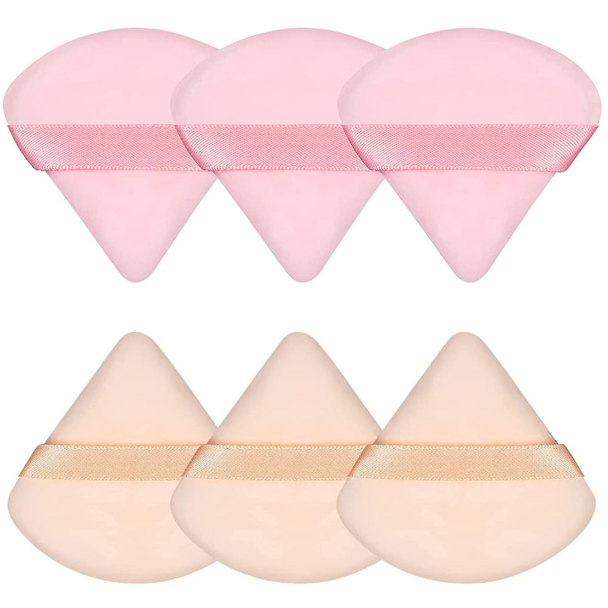 6 Pcs Powder Puff, Face Soft Triangle Makeup Puff Velour Makeup Sponge for Loose Powder (Black)